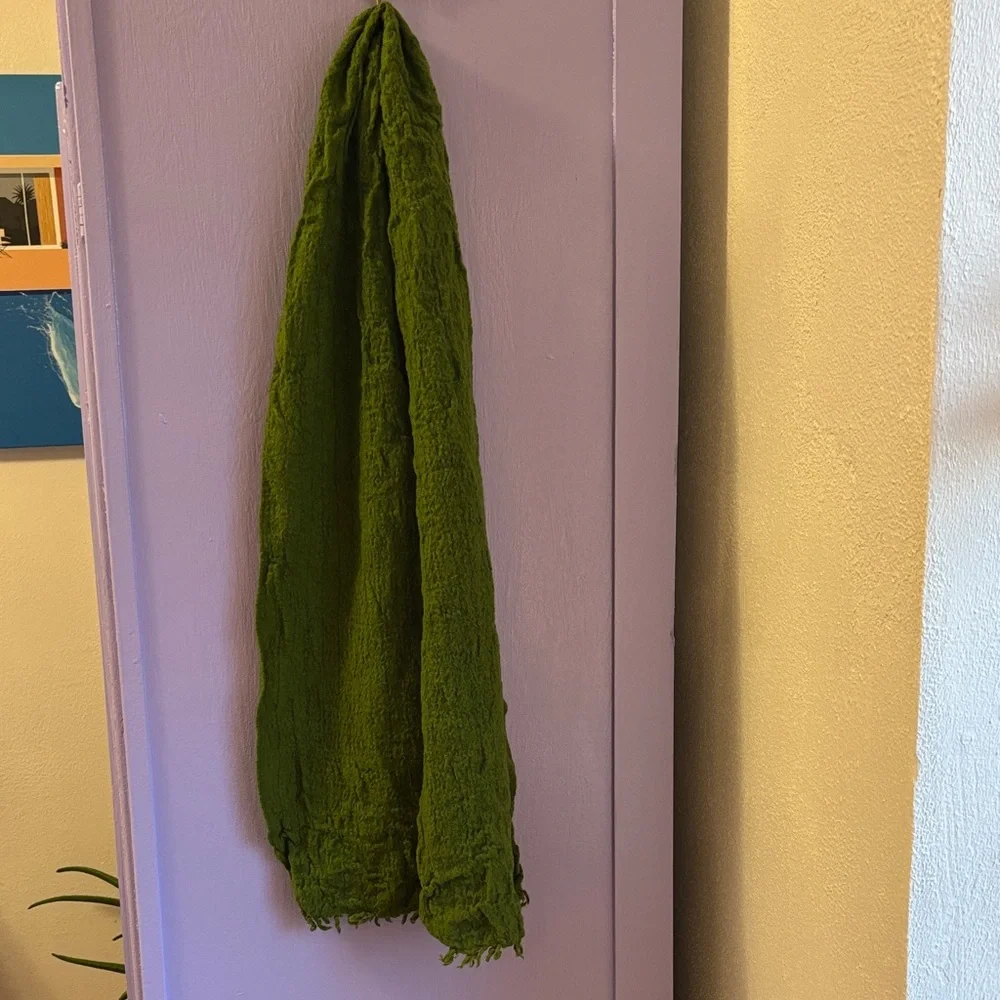 Moss Olive Preppy Green Textured Scarf y2k Fall winter